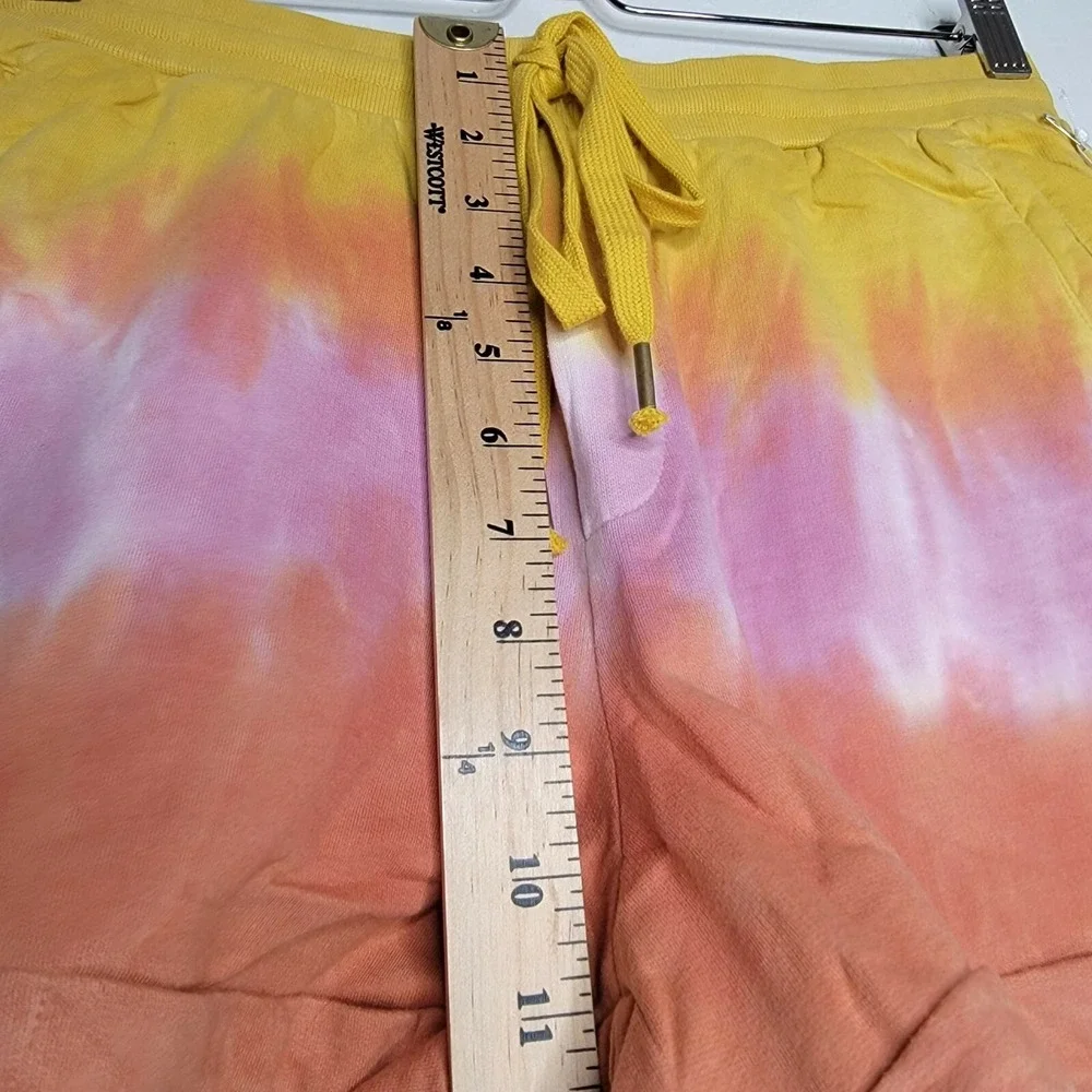YOUNG‎ FABULOUS BROKE Shorts Parker Tie Dye Cotton High Rise Yellow Women Medium